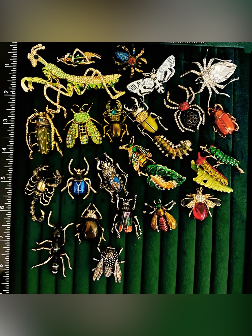 ⁠25pcs Bug Insect Brooch Pin Lot Rhinestone Enamel Moth Beetle Spider